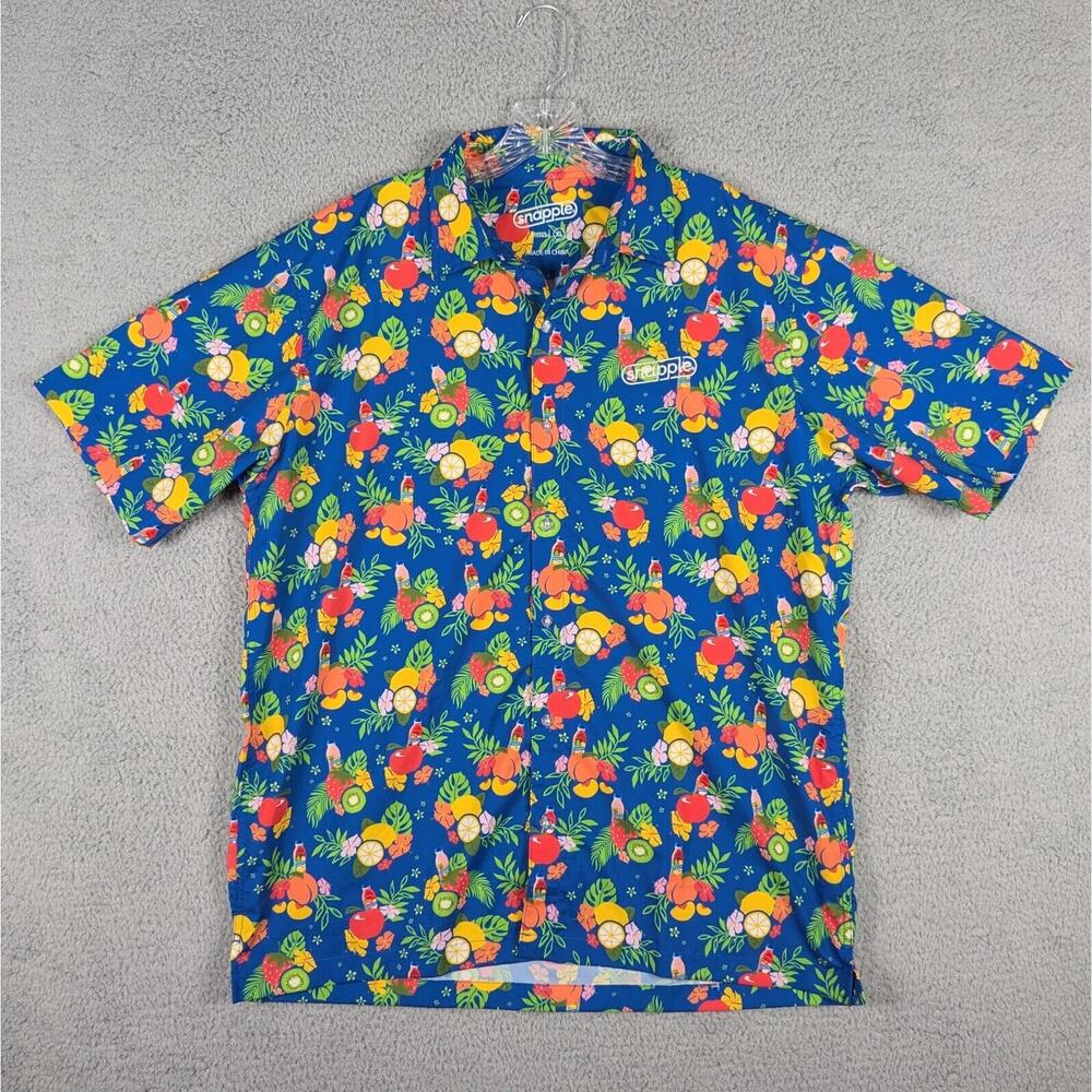 SNAPPLE Hawaiian Shirt Men's XL Multicolored Tropical Fruit AOP Casual Fun Party